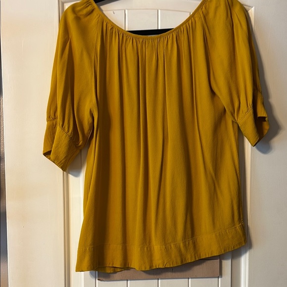 J. Crew Gold Buttoned Pleated Blouse - Picture 4 of 5
